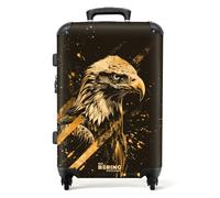NoBoringSuitcases.com® Large Suitcase with Wheels - Medium Hard Shell Trolley 26-28 Inch - Lightweight Medium Suitcase with Eagle - Black - 20kg Suitcase for Airplane