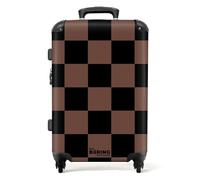 NoBoringSuitcases.com® Large Suitcase with Wheels - Medium Hard Shell Trolley 26-28 Inch - Lightweight Medium Suitcase with Blocks - Black and Brown - 20kg Suitcase for Airplane