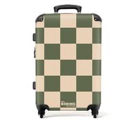 NoBoringSuitcases.com® Large Suitcase with Wheels - Medium Hard Shell Trolley 26-28 Inch - Lightweight Medium Suitcase with Blocks - Green and Beige - 20kg Suitcase for Airplane