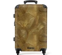 NoBoringSuitcases.com® Medium Luggage 67x43x25 cm Checked Suitcase Travel Case Lightweight 4 Wheel Hardshell Trolley Flight Roller Organic - Lines - Gold