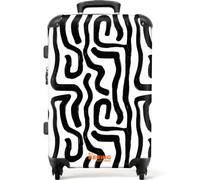 NoBoringSuitcases.com® Medium Luggage 67x43x25 cm Travel Case Checked Suitcase Lightweight 4 Wheel Hardshell Trolley Flight Roller Bag Lines - Modern - Black