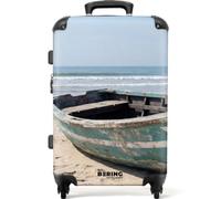NoBoringSuitcases.com® Medium Suitcase 67x43x25 cm Checked Luggage Travel Case Lightweight 4 Wheel Hard Shell Trolley Flight Roller Bag Boat - Sandy - Beach - Sea