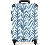 NoBoringSuitcases.com® Medium Suitcase 67x43x25 cm Checked Luggage Travel Case Lightweight 4 Wheel Hard Shell Trolley Flight Roller Bag Pattern - Stripe - Blue