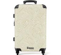 NoBoringSuitcases.com® Medium Suitcase 67x43x25 cm Checked Luggage Travel Case Lightweight 4 Wheel Hard Shell Trolley Flight Roller Bag Geometric - Lines - Green