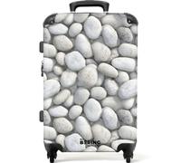 NoBoringSuitcases.com® Medium Suitcase 67x43x25 cm Checked Luggage Travel Case Lightweight 4 Wheel Hard Shell Trolley Flight Roller Bag Pebbles - Grey - Oval