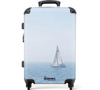 NoBoringSuitcases.com® Medium Suitcase 67x43x25 cm Checked Luggage Travel Case Lightweight 4 Wheel Hard Shell Trolley Flight Roller Bag Horizon - Sailboat - Sea