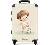 NoBoringSuitcases.com® Medium Suitcase Children 67x43x25 cm Checked Luggage Travel Case Lightweight 4 Wheel Hard Shell Trolley Flight Roller Bag Boy - Football - Brown