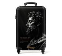 NoBoringSuitcases.com® Suitcase with Wheels - 55x40x20cm Cabin Luggage - Hard Shell Carry On - Lightweight Trolley Statue - Black and White - Hand Luggage for Airplane - 10 kg - 20 Inch