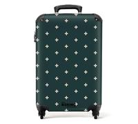 NoBoringSuitcases.com® Suitcase with Wheels - 55x40x20cm Cabin Luggage - Hard Shell Carry On - Lightweight Trolley Plus Pattern - Blue - Hand Luggage for Airplane - 10 kg - 20"