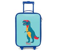 NoBoringSuitcases© Kids Suitcase Blue Compact Children's Luggage On Wheels | 48x31x19 cm - LED Childs Trolley Small Case Ultralight - Boys - T-Rex - Blue - Sunglasses