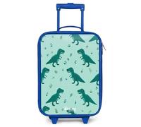 NoBoringSuitcases© Kids Suitcase Blue Compact Children's Luggage On Wheels | 48x31x19 cm - LED Toddler Trolley Small Travel Ultralight - Boys - T-Rex - Blue - Footprints