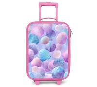 NoBoringSuitcases© Kids Suitcase Pink Compact Children's Suitcases Wheels | 48x31x19 cm - LED Toddler Pull Along Travel Case Ultralight - Girls - Shells - Colorful - Purple