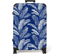 NoBoringSuitcases© Large Suitcase Extra Luggage Adult XL Hold Check in | 77x51.5x28 cm - Travel Case Lightweight 4 Wheel Hardshell Big Trolley Leaf - Palm - Blue
