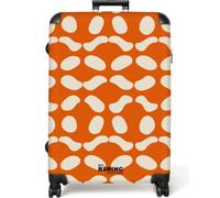 NoBoringSuitcases© Large Suitcase Extra XL Luggage Hold Check in Travel | 77x51.5x28 cm - Case Lightweight 4 Wheel Hard Shell Big Trolley Orange - Diamond - Pattern - White
