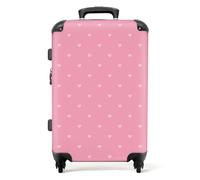 NoBoringSuitcases© Large Suitcase for Women and Men | Medium Luggage with Wheels - Hearts Pattern - Pink - Lightweight Suitcase - Hard Shell Trolley - 26-28 Inch - 23kg