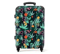 NoBoringSuitcases© Large Suitcase for Women and Men | Medium Luggage with Wheels - Plant Pattern - Green - Lightweight Suitcase - Hard Shell Trolley - 26-28 Inch - 23kg