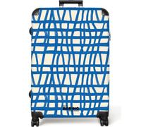 NoBoringSuitcases© Large Suitcase Hold Luggage Adult Extra XL Check in | 77x51.5x28 cm - Travel Case Lightweight 4 Wheel Hardshell Big Trolley Diamond - Pattern - Blue - Cream