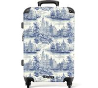 NoBoringSuitcases© Medium Luggage Checked Suitcase Travel Case Lightweight | 67x43x25 cm - 4 Wheel Hardshell Trolley Flight Roller Houses - Trees - Water - Birds - Blue