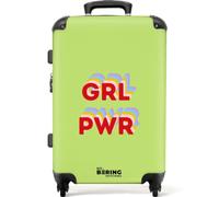 NoBoringSuitcases© Medium Luggage Checked Suitcase Travel Case Lightweight | 67x43x25 cm - 4 Wheel Hardshell Trolley Flight Roller Grl - Pwr - Green - Red - 3D