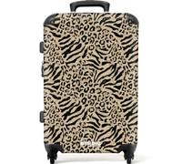 NoBoringSuitcases© Medium Luggage Travel Case Checked Suitcase Lightweight | 67x43x25 cm - 4 Wheel Hardshell Trolley Flight Roller Bag Giraffe - Zebra - Pattern - Brown