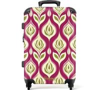 NoBoringSuitcases© Medium Suitcase Checked Luggage Travel Case Lightweight | 67x43x25 cm - 4 Wheel Hard Shell Trolley Flight Roller Bag Retro - Floral - Purple