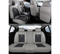 NOBQUA Leather Car Seat Covers Full Set for 5 Seats - Fits Porsche Macan Cayenne Panamera - Waterproof, Anti-Slip - Universal Fit for Most Cars & SUVs