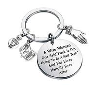 NOBRAND BUANA Nail Technician Gift Manicurist Gift A Wise Woman Going to Be A Nail Tech and She Lived Happily Ever After Nail Tech Jewelry Nail Tech Keychain Nail Artist Gift (wise Nail Tech)