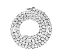 NOBYLO 4MM Classic Stainless Steel Tennis Chain 18K/White Gold Plated Cubic Zirconia Tennis Necklace Bracelet For Women Men Trendy 1 Row Bling Iced CZ Out Chain, 22", Stainless Steel, Cubic Zirconia