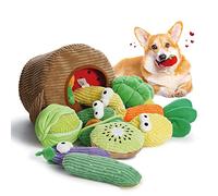 Nocciola 15 Pack Fruit & Vegetable Crinkle Dog Squeaky Toys with a Basket, Small Dog Toys for Aggressive Chewers, Hide and S og Toys for Small Medium Dogs, Interactive Puppy Dog Toys for Boredom…