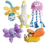 Nocciola 5 pack Squeaky Soft Dog Toys, Cute Colourful Plush Dog Toys with Crinkle Paper, Cuddly Stuffed Tug of War Toys for Puppy Small Medium Dogs, Cognitive Stimulating Dog Gifts