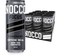 NOCCO Sugar Free Energy Drink - 180mg High Caffeine, Enriched with Amino Acids & Vitamins, Ideal for Pre Workout - 12 x 330ml (Ramonade)
