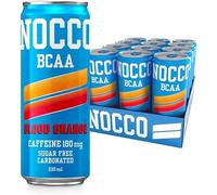 NOCCO Sugar Free Energy Drink - BCAA, 180mg High Caffeine, with Amino Acids & Vitamins, Ideal for Pre Workout - 12 x 330ml (Blood Orange Del Sol)