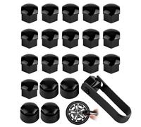 Nocecfi 20 Pcs 17mm Black Wheel Nut Covers with Handy Removal Tool - Comprising 16 Standard and 4 Locking Bolt Caps Hub Screw Covers, Universally Suitable for Most Car Models