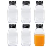 Nocecfi 6pcs 280ml Reusable Bottles with Lids - Small Drink Containers for Milk, Juice & Beverages, Fits Mini Fridge