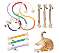 Nocecfi Cat Toys Chew Ropes Set, 9 Pcs Cotton Cat Chew Sticks Toy, Interactive cat Chew Toy In, Natural Matatabi Silvervine Chew Sticks, Catnip Chew Rope for Indoor Cats and Kittens Teeth Cleaning