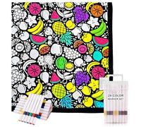 Nocecfi DIY Coloring Blanket with Markers, 150x125cm Large Washable Fleece Throw Soft Cozy Fleece Drawing Throw Creative Colour Your Own Blanket Set Personalized Home Decor Ideal (Fruit)