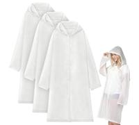 Nocecfi Reusable Rain Jacket Rainwear, 3 Pcs Rain Poncho Raincoats for Adults, Waterproof Plastic Rain Poncho with Drawstring Hoods and Sleeves for Emergency Outdoors Camping