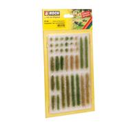 Noch 07125 Light/Dark Green Grass Strips 6mm (18) and Tufts 6mm (18)