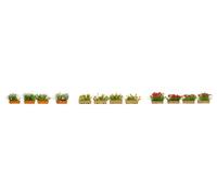 NOCH 14009 HO Scale Flower Pots With Red, Yellow And White Flowers