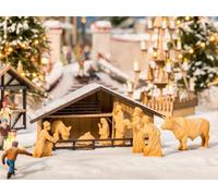 Noch Christmas Market Crib with Figures in Wood Look