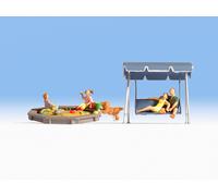 NOCH 15590 HO Scale Family In The Garden (With Swing And Sandbox)