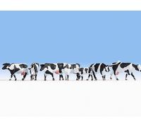 NOCH 15725 HO Scale Set White And Black Cows (Pack Of 6 And A Calf)