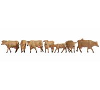 Noch 15727 - 7 x Painted Brown Cows - 1/87th = H0/00 Gauge RM48P