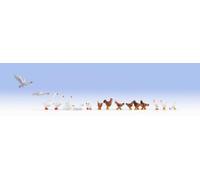 NOCH® Chickens And Geese, Figure Set, 18-Piece For The H0 Scale, Ideal For