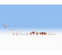 NOCH 15772 HO Scale Hens, Chickens And Ducks Pcs. 17