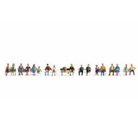Noch Sitting Figures 16131 HO XL, 18 Hand-Painted Pieces, Scale 1:87, Without Benches