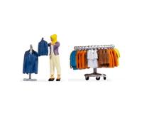NOCH 16509 HO Scale Small Scene: Woman Buying Clothes At The Stall