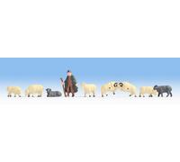 Noch Hobby Figure Set 18210 Shepherd and Sheep – HO/OO Gauge, 8 Figures