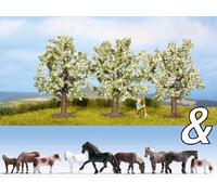 NOCH 94003 Scale Ho The Four Season: Complete Set With Horse Ed Trees IN Blossom