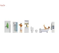 Noch H0 Figures Theme World "Bathroom", Detailed Decoration For